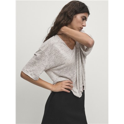 Short sleeve T-shirt 100% linen melange