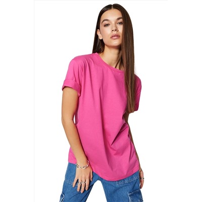 Fuchsia 100 %хлопковой велосипедный воротниц негабаритный/широкий вязание плесени TWOSS20TS0134