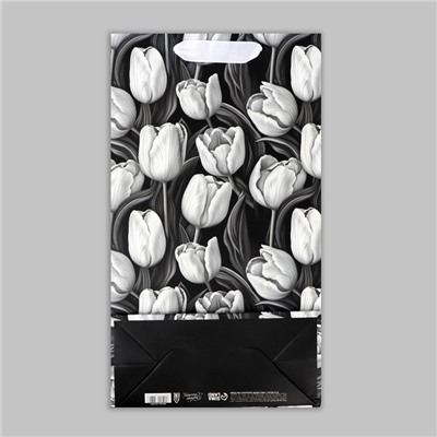 Пакет подарочный под две бутылки, упаковка, Tulip, тиснение, 35 х 20 х 9 см