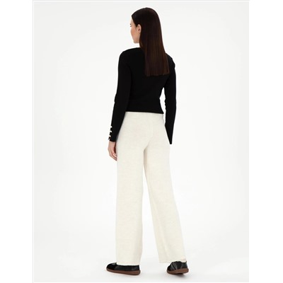 Ecru Loose Fit Knitwear Pants