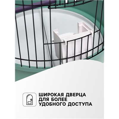 Клетка для птиц круглая, трехярусная сварная, малый поддон, 33 x 77 см, микс цветов