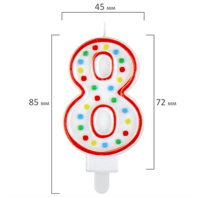 Свеча-цифра для торта "8" ДВУСТОРОННЯЯ с конфетти, 8,5 см, ЗОЛОТАЯ СКАЗКА, держатель, блистер, 591401