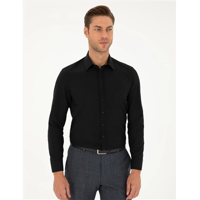 Black Slim Fit рубашка с длинным рукавом Amelor
