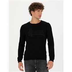 Black Slim Fit Bike Yaka Knitwear свитер