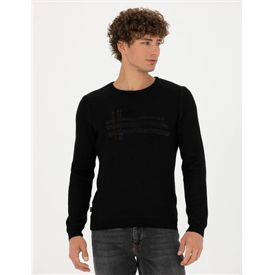 Black Slim Fit Bike Yaka Knitwear свитер
