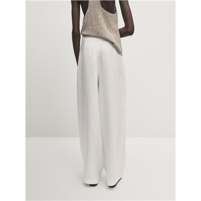 Pantalón ancho lino pinzas