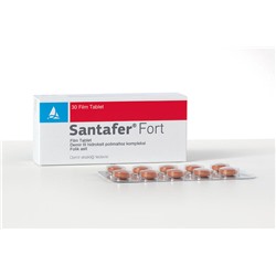 SANTAFER FORT 100 MG / 0.35 MG FILM KAPLI TABLET 	demir III hidroksit + folik asit