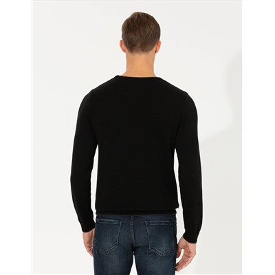 Black Slim Fit Bike Yaka Knitwear свитер