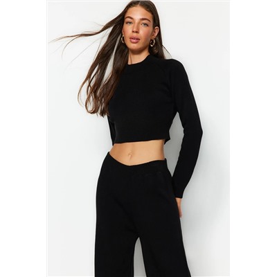 Black Crop Basic Triko Alt-Upper Team Twoaw24au00024