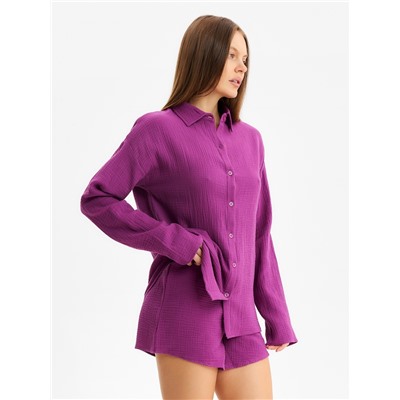 Комплект домашний женский (рубашка, шорты) KAFTAN Basic размер 52-54, сиреневый