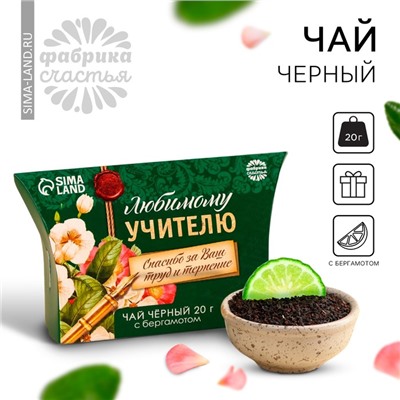Чай подарочный чёрный «Любимому учителю», с бергамотом, 20 г.