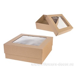 Коробка с окном (крафт), 20х20хН8 см