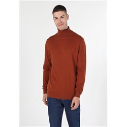 Slim Fit Fisherman воротник Жаккард мужской коричневый свитер
