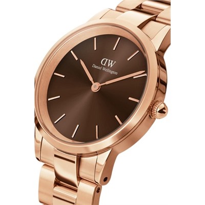 Reloj de cuarzo de acero y chapado en oro rosa Link Amber 32