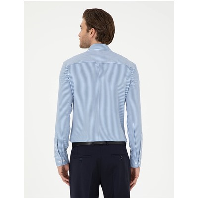 Синий полосатый бывший. Slim Fit рубашка с длинным рукавом