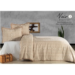 Комплект EVLEN NOIR пике (покрывало+наволочкой) евро 3 пр (240*260 / 50*70) Y 912 bej/бежевый (Акция)
