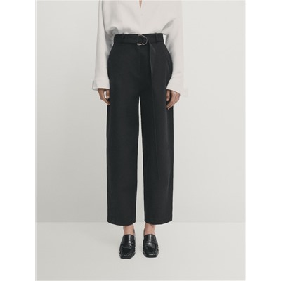 Pantalón negro barrel cinturón