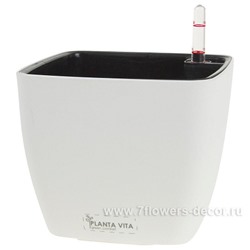Кашпо PLANTA VITA "Square Matt white" с автополивом (пластик), 18х18хH15 см