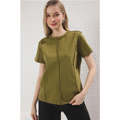 Khaki 100 %хлопковое шитье детально/нормальное вязание плесени Twoss25ts00135