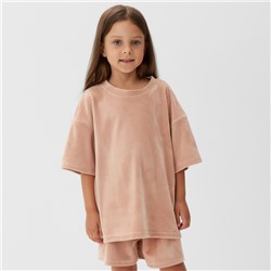 Костюм детский (футболка, шорты) KAFTAN Plushy р.32 (110-116), бежевый