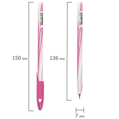 Ручка шариковая STAFF "CANDY PASTEL", синяя, игольчатый узел 0,6 мм, линия 0,3 мм, 144235