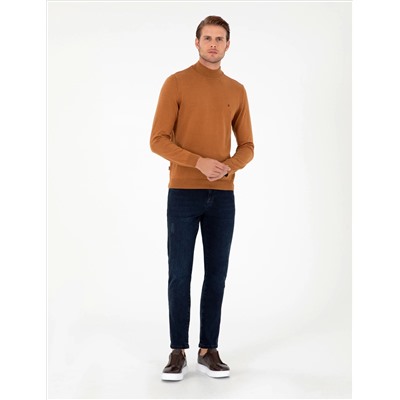 Brown Slim Fit Half Fisherman воротник базовый трикотажный свитер