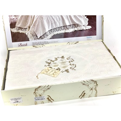 Комплект EVELINA (Покрывало+постельное белье) евро 7 предметов BATIK Y 819 крем (Акция)