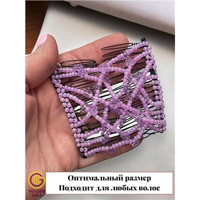 Заколка Гребень Монтара (бисер с цветочками) Комплект 6 штук