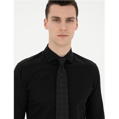Черный бывший Slim Fit Основная рубашка с длинным рукавом