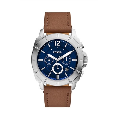 Reloj de cuarzo de piel Privateer - Cronógrafo - Marrón y plateado