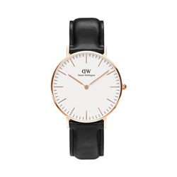 Reloj de cuarzo de piel y chapado en oro rosa Sheffield
