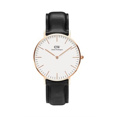 Reloj de cuarzo de piel y chapado en oro rosa Sheffield