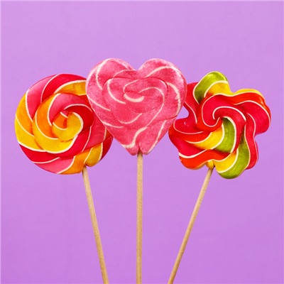 Карамель леденцовая фигурная Sweet Ness МИКС в формах: диска, сердца и цветка, 30 г