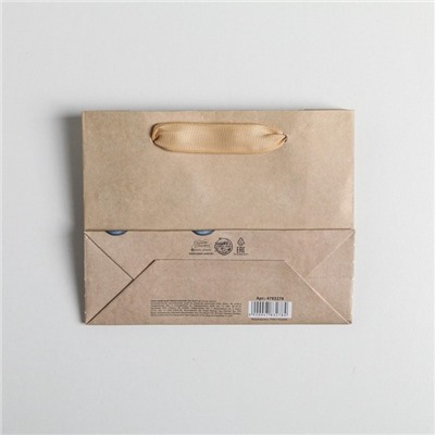 Пакет подарочный крафтовый горизонтальный, упаковка, «Present for you», 15 х 12 х 5,5 см