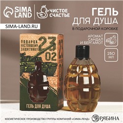 Гель для душа «23 Февраля», 250 мл, аромат мяты и лимона, HARD LINE
