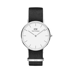 Reloj de cuarzo de poliéster Classic Cornwall - Negro y plateado
