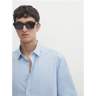 Camisa popelín algodón rayas regular fit