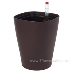 Кашпо PLANTA VITA "Crater Matt espresso" с автополивом (пластик), D15xH19 см