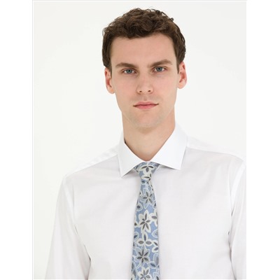 Белый бывший Slim Fit Классическая рубашка с длинным рукавом