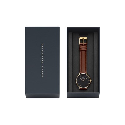 Reloj de cuarzo de piel y chapado en oro amarillo Petite St Mawes