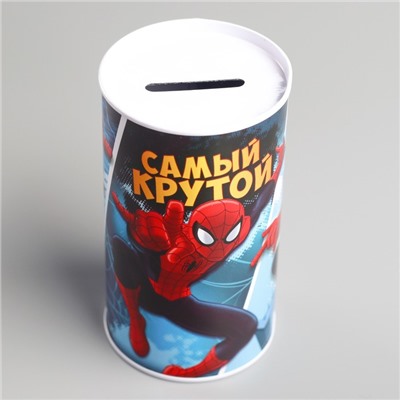 Копилка металлическая, 6.5 см × 6.5 см × 12 см «Самый крутой», Человек-паук