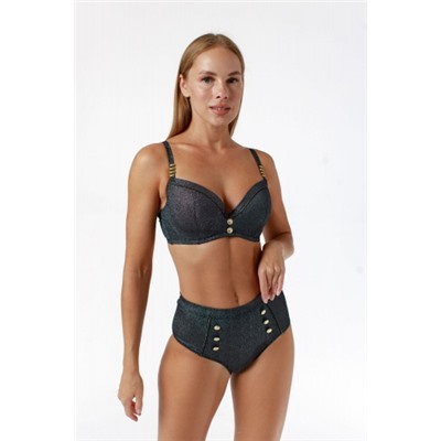 COQUETTE REVUE Купальник раздельный на поролоне с плавками слип с высокой посадкой SWIM LUREX sw5400