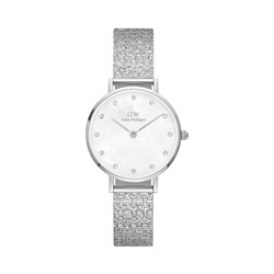Reloj de cuarzo de acero Petite 28 mm - Plateado y blanco