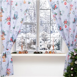 Комплект штор для кухни с подхватами Christmas wreaths 145×180 см - 2 штуки, габардин