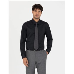 Black Slim Fit Basic рубашка с длинным рукавом