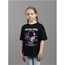 HSJG 64057-22K Футболка для девочки,черный