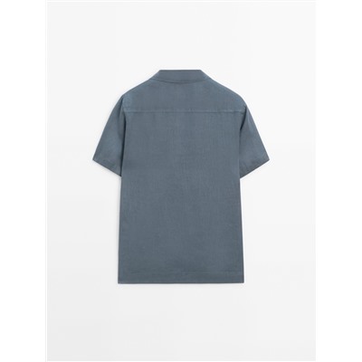 Camisa lino manga corta slim fit