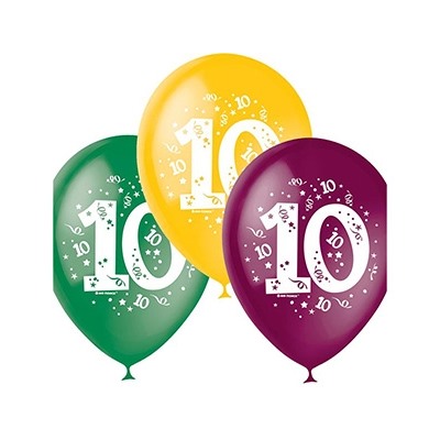 Набор разноцветных шаров 10 шт "Цифра 10"
