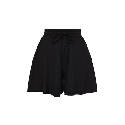 Черная комфортная резка нормальная талия Bürümcük/Textul вязание Short Twoss22sr0212