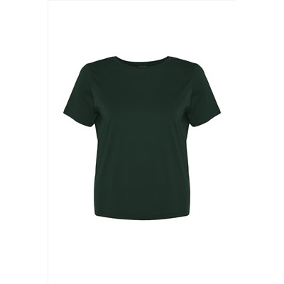 Emerald Green обычная подгонка базовая велосипедная воротника 100 %хлопковое вязание крупноразмерного футболка TBBSS22TS0733